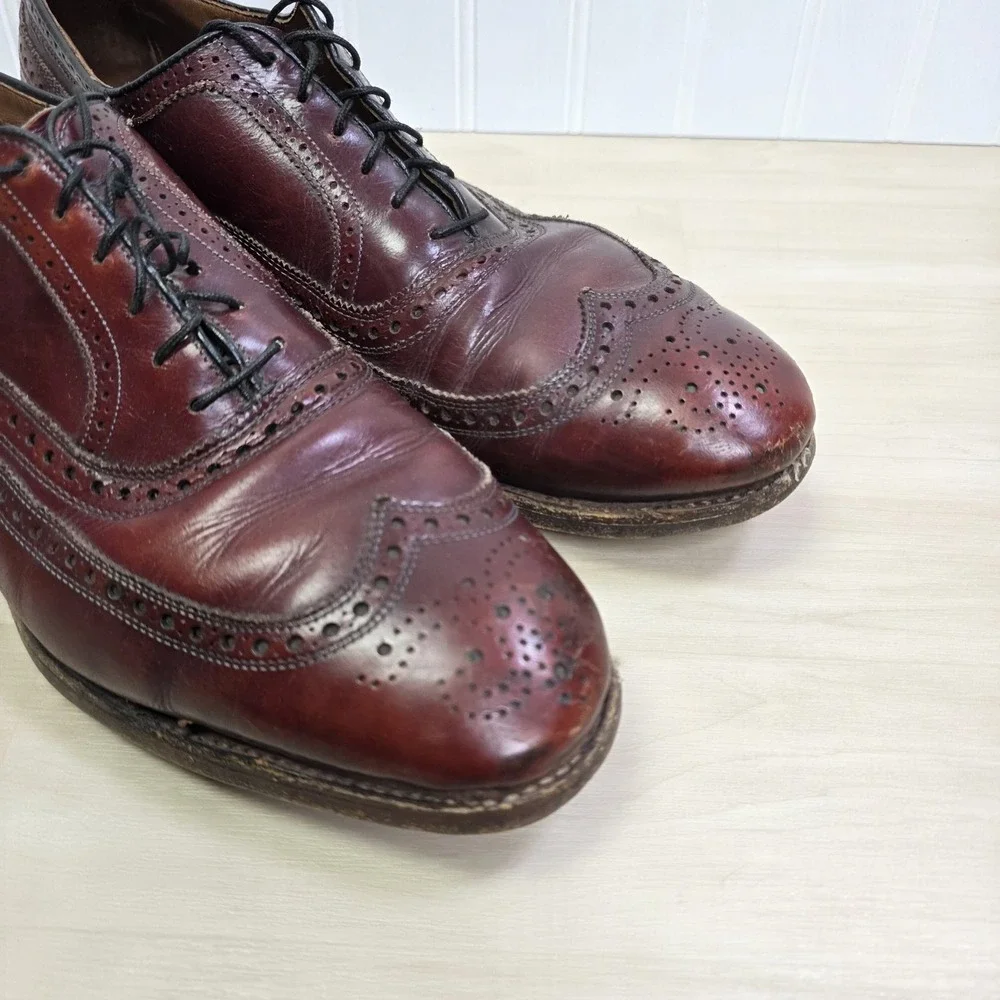 Allen Edmonds McAllister Wingtip Oxford Men Size 12 D Burgundy Brogue Shoes READ